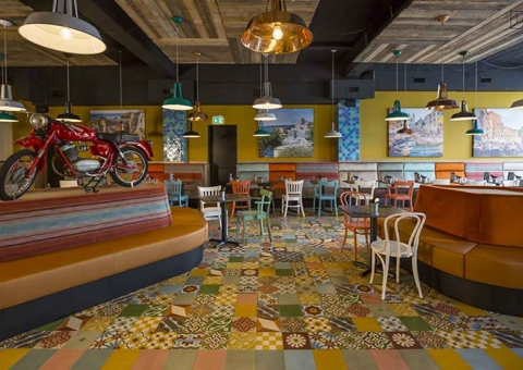 Gạch bông Secoin tại Very Italian Pizza Breda, Hà Lan